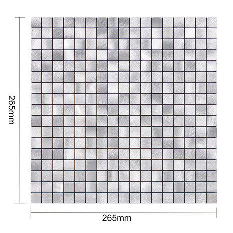 Oppio Geborsteld MINI blokjes Zilver - Zelfklevend Mozaiek 265x265x4mm Oppio Geborsteld MINI blokjes Zilver - Zelfklevend Mozaiek 265x265x4mm