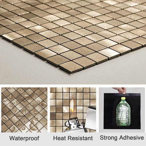 Oppio Geborsteld MINI blokjes Bronce - Zelfklevend Mozaiek 265x265x4mm