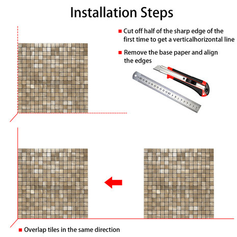 Oppio Geborsteld MINI blokjes Bronce - Zelfklevend Mozaiek 265x265x4mm