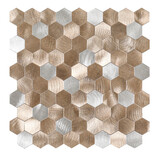 Oppio Geborsteld Zilver - Bronce MIX HEXAGON - Zelfklevend Mozaiek 291x286x4mm