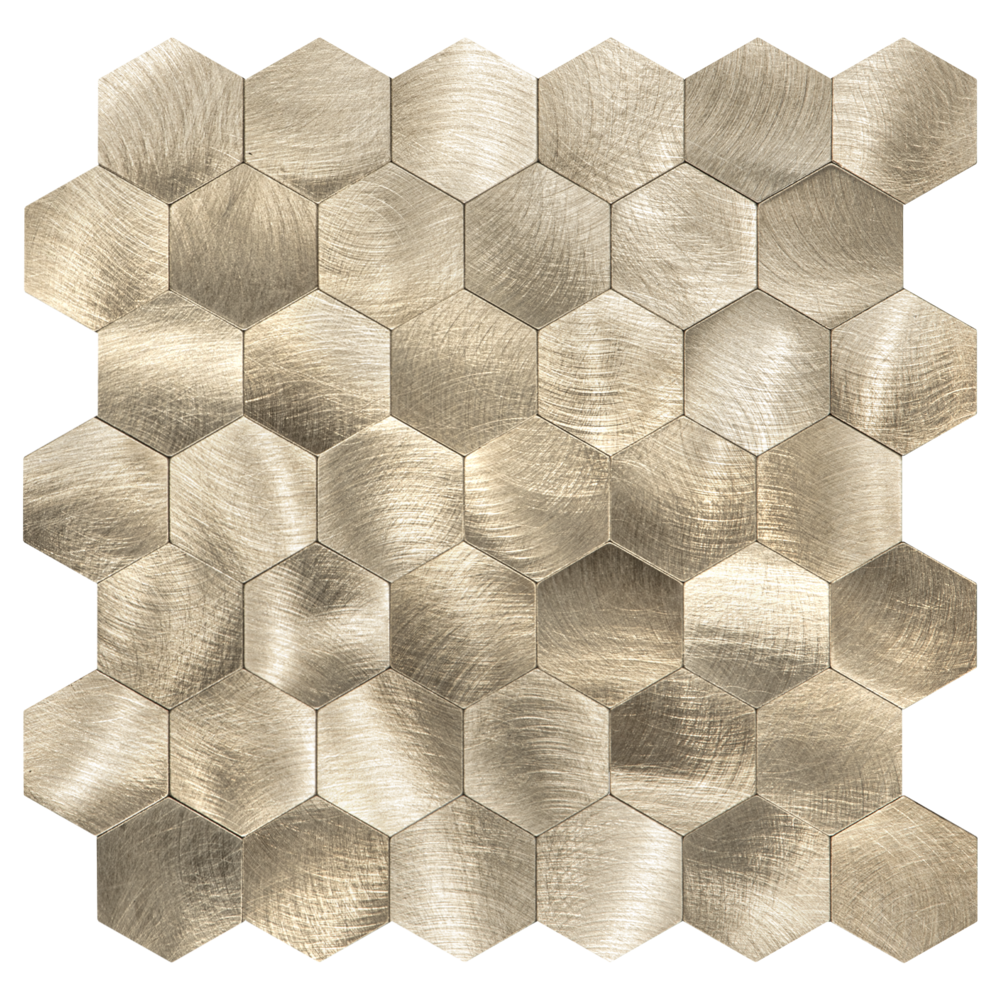 Oppio XL Geborsteld Goud HEXAGON - Zelfklevend Mozaiek 290x288mm