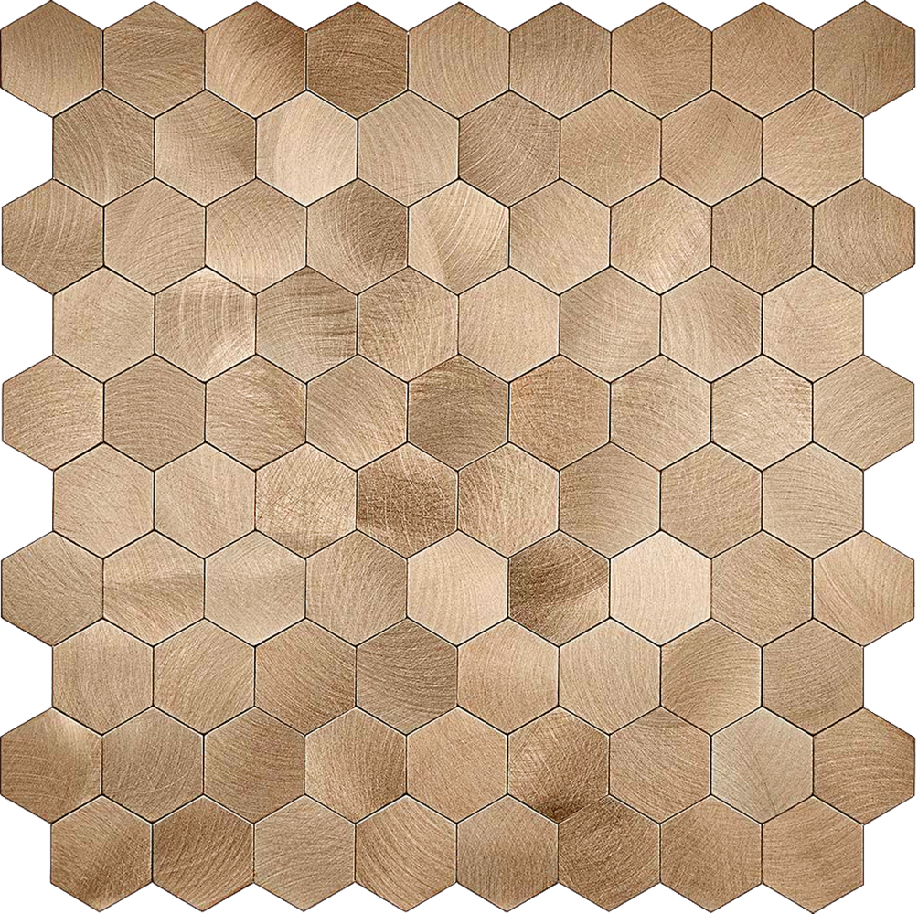 Oppio Geborsteld Brons HEXAGON - Zelfklevend Mozaiek 291x286x4mm Oppio Geborsteld Brons HEXAGON - Zelfklevend Mozaiek 291x286x4mm