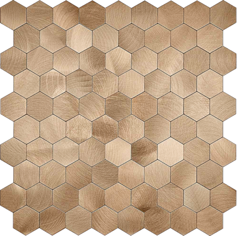 Oppio Geborsteld Brons HEXAGON - Zelfklevend Mozaiek 291x286x4mm Oppio Geborsteld Brons HEXAGON - Zelfklevend Mozaiek 291x286x4mm
