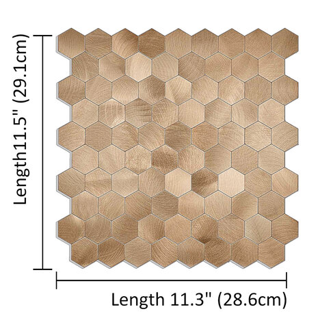 Oppio Geborsteld Brons HEXAGON - Zelfklevend Mozaiek 291x286x4mm Oppio Geborsteld Brons HEXAGON - Zelfklevend Mozaiek 291x286x4mm