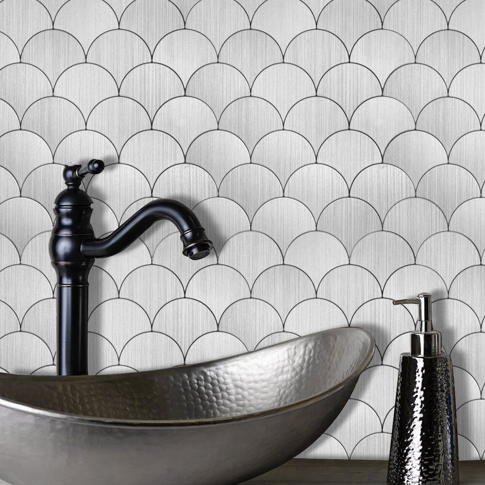 Oppio XL Zilver Schelpjes - Zelfklevend Mozaiek 266x266x4mm Oppio XL Zilver Schelpjes - Zelfklevend Mozaiek 266x266x4mm