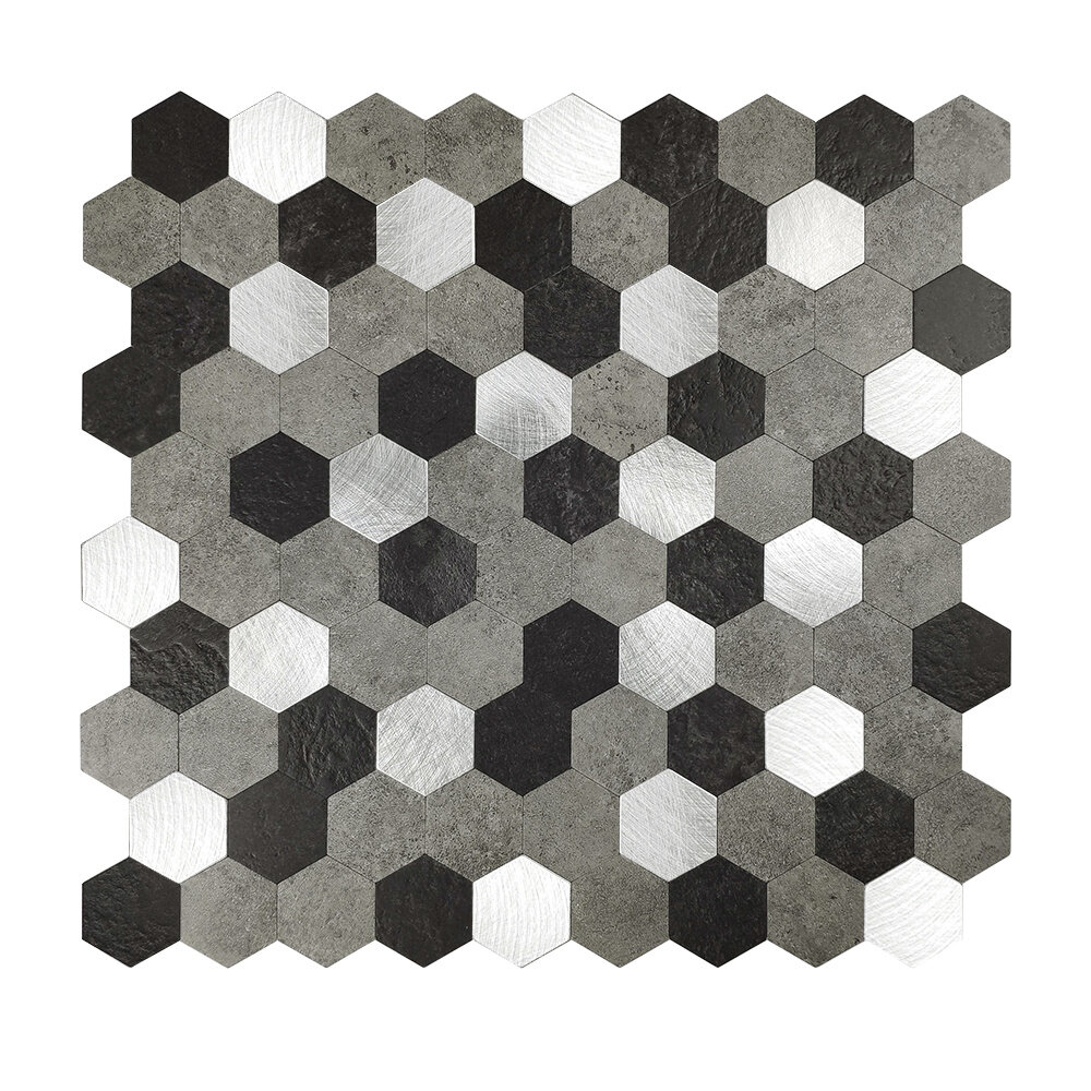Oppio Grijs-Zwart MIX HEXAGON - Zelfklevend Mozaiek 288x280x4mm Oppio Grijs-Zwart MIX HEXAGON - Zelfklevend Mozaiek 288x280x4mm