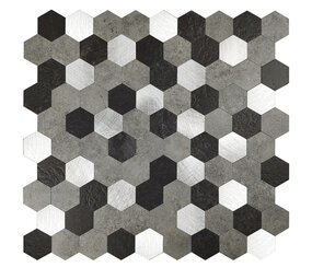 Oppio Grijs-Zwart MIX HEXAGON - Zelfklevend Mozaiek 288x280x4mm Oppio Grijs-Zwart MIX HEXAGON - Zelfklevend Mozaiek 288x280x4mm