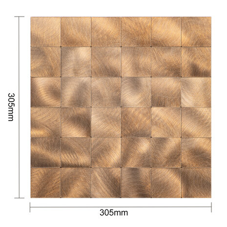 Oppio XL Geborsteld Brons - Grote blokken - Zelfklevend Mozaiek 305x305x4mm Oppio XL Geborsteld Brons - Grote blokken - Zelfklevend Mozaiek 305x305x4mm
