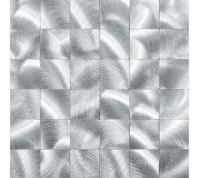 Oppio XL Geborsteld Zilver - Grote blokken - Zelfklevend Mozaiek 305x305x4mm Oppio XL Geborsteld Zilver - Grote blokken - Zelfklevend Mozaiek 305x305x4mm
