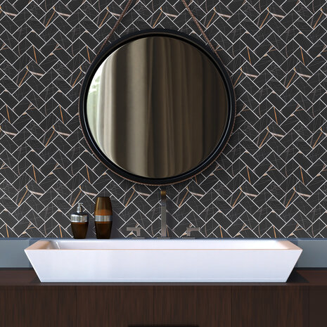 Oppio XL Visgraat Ceasar Black - Zelfklevend Mozaiek 272x240x4mm Oppio XL Visgraat Ceasar Black - Zelfklevend Mozaiek 272x240x4mm