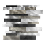 Oppio Zilver-Zwart Geborsteld ALU Wildverband - Zelfklevend Mozaiek 303x298x4mm Oppio Zilver-Zwart Geborsteld ALU Wildverband - Zelfklevend Mozaiek 303x298x4mm