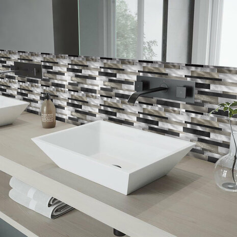 Oppio Zilver-Zwart Geborsteld ALU Wildverband - Zelfklevend Mozaiek 303x298x4mm