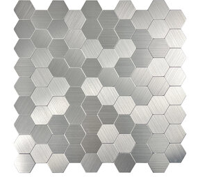 Oppio Geborsteld Zilver HEXAGON - Zelfklevend Mozaiek 291x286x4mm Oppio Geborsteld Zilver HEXAGON - Zelfklevend Mozaiek 291x286x4mm