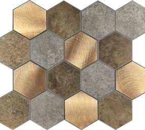 Oppio Koper XL Taupe Grijs HEXAGON  - Zelfklevend Mozaiek 29.2x25.4x4mm Oppio Koper XL Taupe Grijs HEXAGON  - Zelfklevend Mozaiek 29.2x25.4x4mm