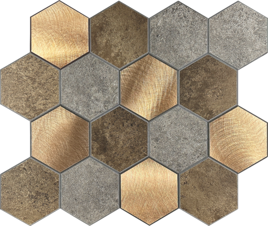 Oppio Koper XL Taupe Grijs HEXAGON  - Zelfklevend Mozaiek 29.2x25.4x4mm
