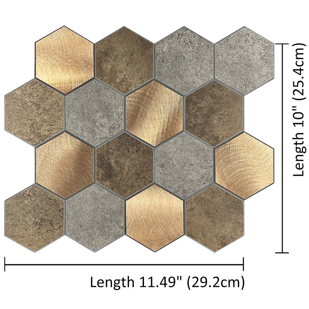 Oppio Koper XL Taupe Grijs HEXAGON  - Zelfklevend Mozaiek 29.2x25.4x4mm