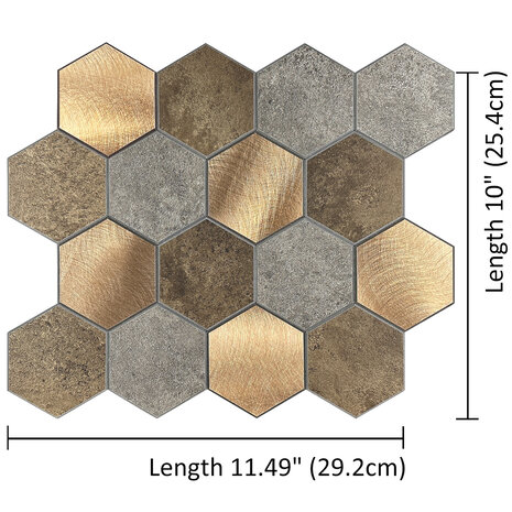 Oppio Koper XL Taupe Grijs HEXAGON  - Zelfklevend Mozaiek 29.2x25.4x4mm