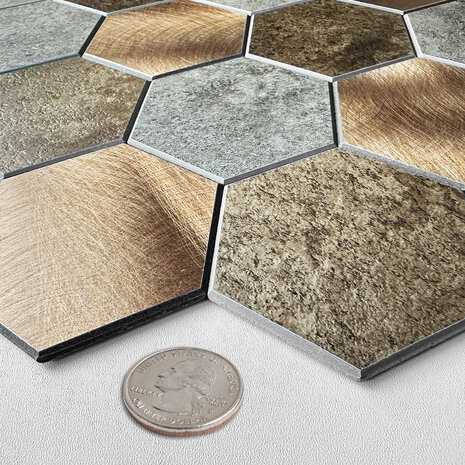 Oppio Koper XL Taupe Grijs HEXAGON  - Zelfklevend Mozaiek 29.2x25.4x4mm