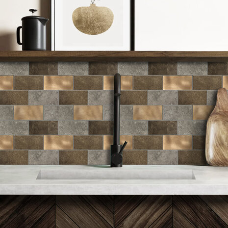 Oppio Koper XL Taupe Grijs METRO  - Zelfklevend Mozaiek 30.5x30.5x4mm