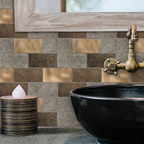 Oppio Koper XL Taupe Grijs METRO  - Zelfklevend Mozaiek 30.5x30.5x4mm