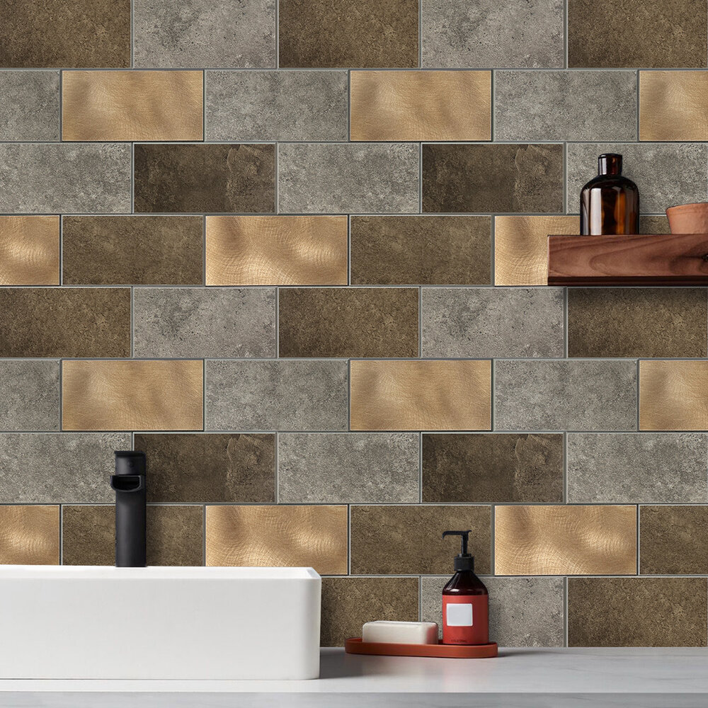 Oppio Koper XL Taupe Grijs METRO  - Zelfklevend Mozaiek 30.5x30.5x4mm