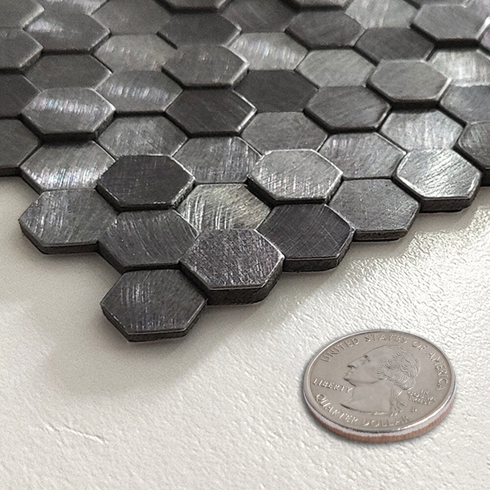 Oppio Gunmetal MINI Hexagon - Zelfklevend Mozaiek 305.9x306.8x4mm
