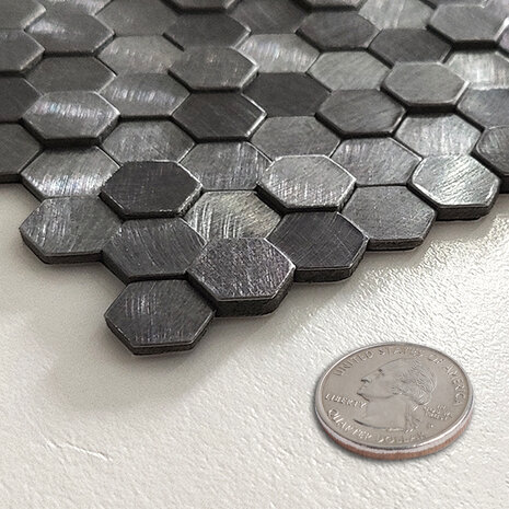 Oppio Gunmetal MINI Hexagon - Zelfklevend Mozaiek 305.9x306.8x4mm