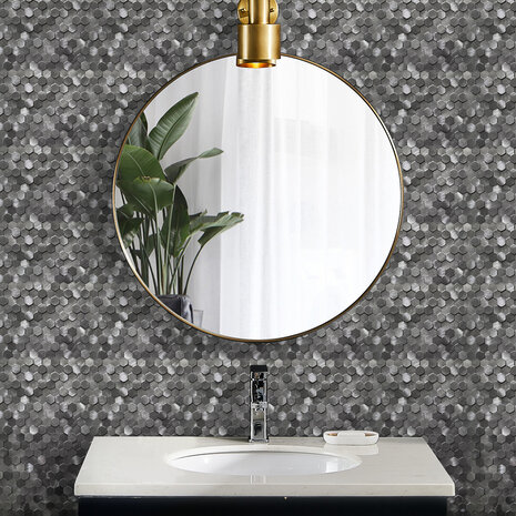 Oppio Gunmetal MINI Hexagon - Zelfklevend Mozaiek 305.9x306.8x4mm