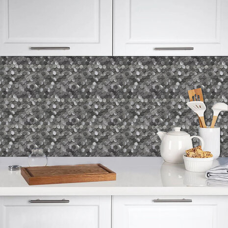 Oppio Gunmetal MINI Hexagon - Zelfklevend Mozaiek 305.9x306.8x4mm