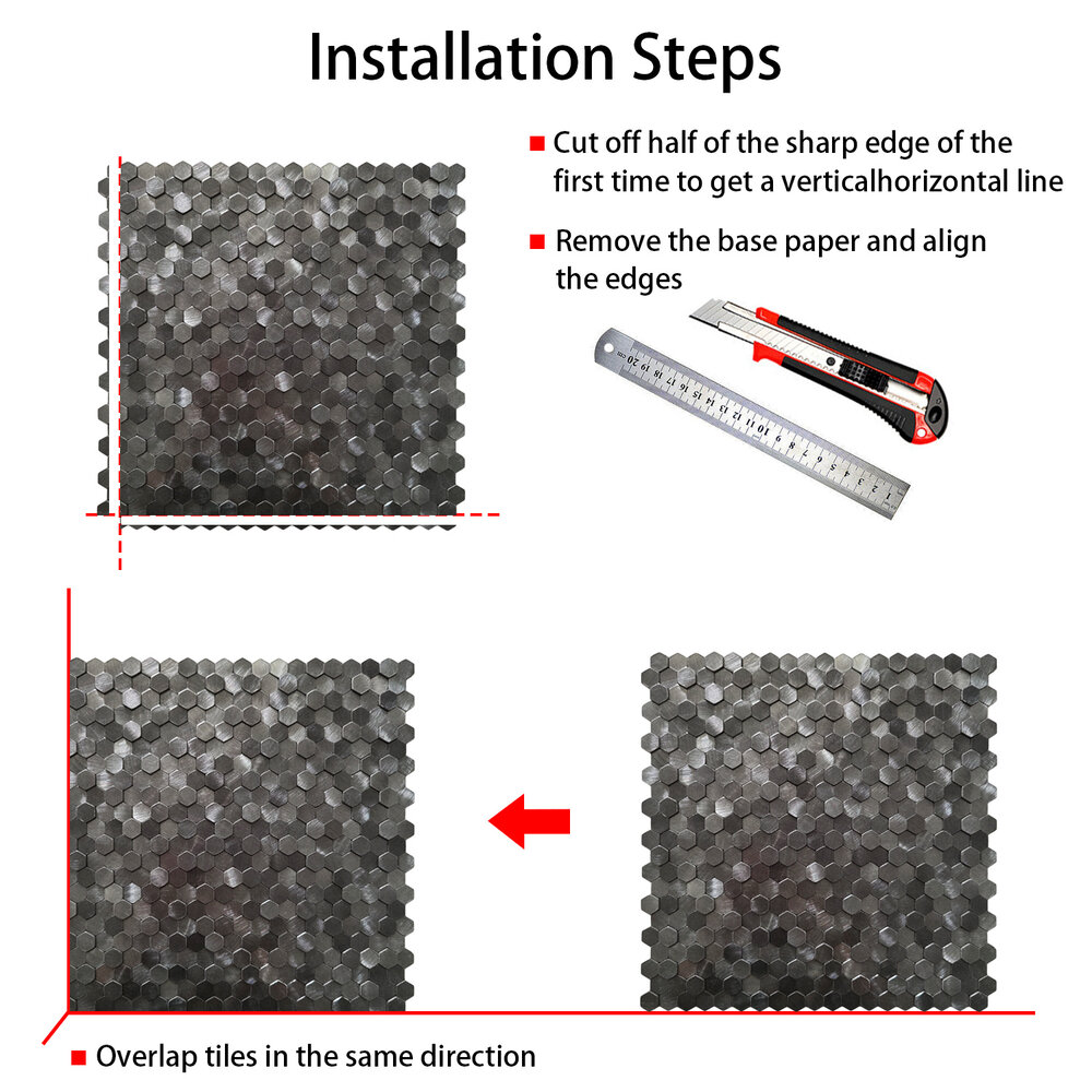 Oppio Gunmetal MINI Hexagon - Zelfklevend Mozaiek 305.9x306.8x4mm