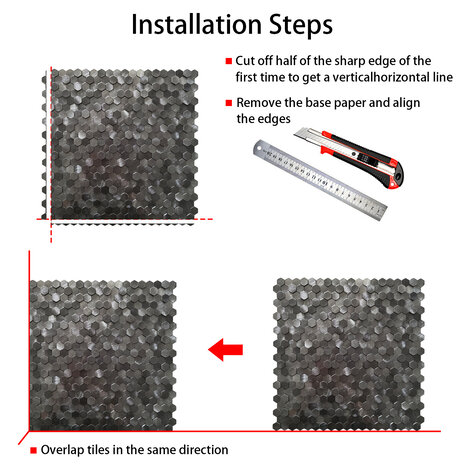 Oppio Gunmetal MINI Hexagon - Zelfklevend Mozaiek 305.9x306.8x4mm