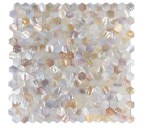 Oppio SHELL Tiles - Mother of PEARL HEXAGON wit - Zelfklevend Mozaiek 305x305x3.3mm Oppio SHELL Tiles - Mother of PEARL HEXAGON wit - Zelfklevend Mozaiek 305x305x3.3mm