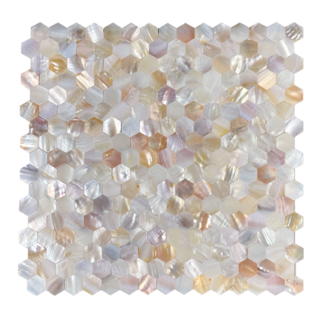 Oppio SHELL Tiles - Mother of PEARL HEXAGON wit - Zelfklevend Mozaiek 305x305x3.3mm Oppio SHELL Tiles - Mother of PEARL HEXAGON wit - Zelfklevend Mozaiek 305x305x3.3mm