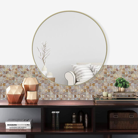 Oppio  SHELL Tiles - Beige - Mother of PEARL - Zelfklevend Mozaiek 305x305x3.3mm