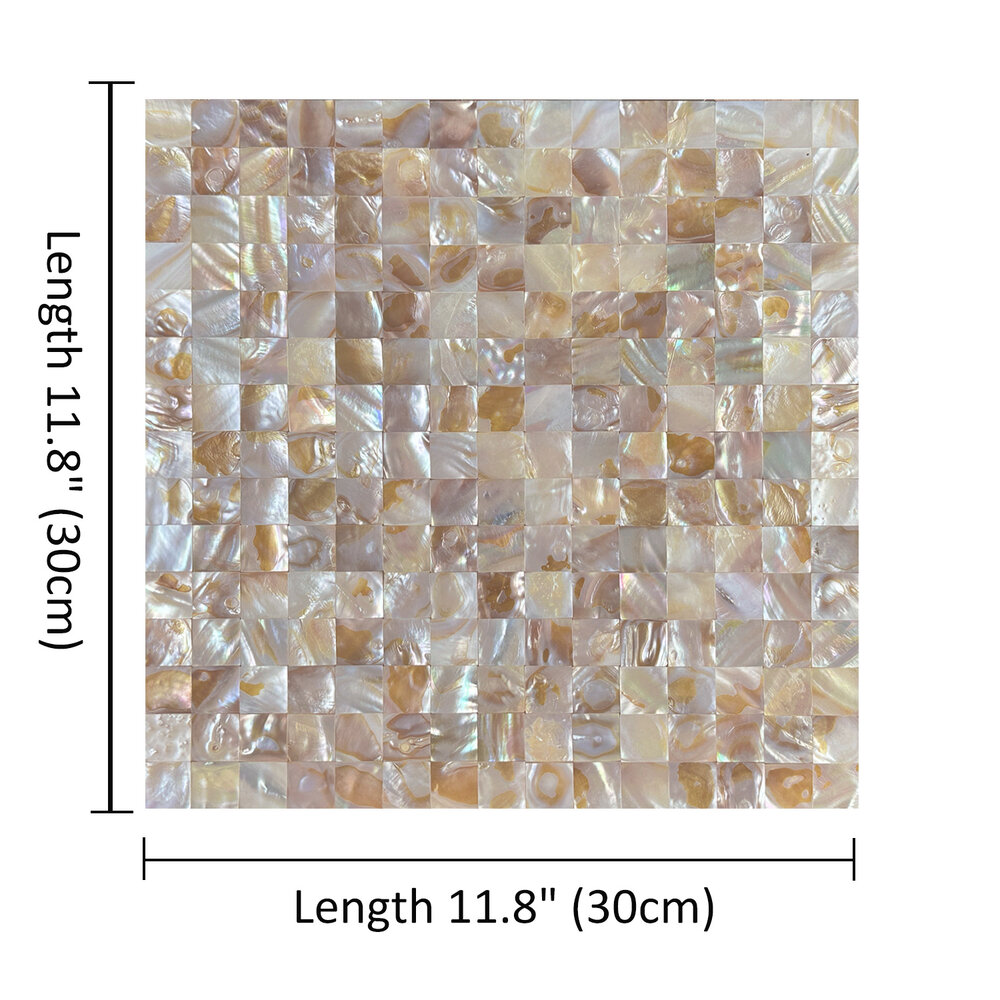 Oppio  SHELL Tiles - Beige - Mother of PEARL - Zelfklevend Mozaiek 305x305x3.3mm