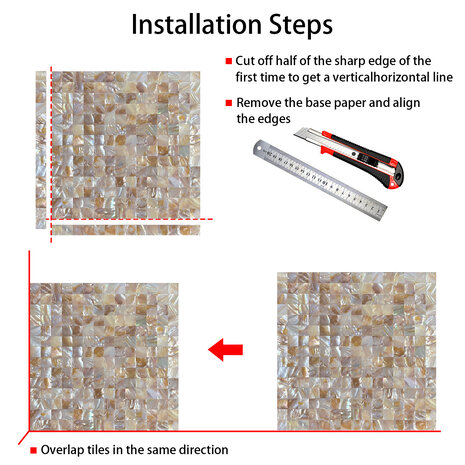 Oppio  SHELL Tiles - Beige - Mother of PEARL - Zelfklevend Mozaiek 305x305x3.3mm