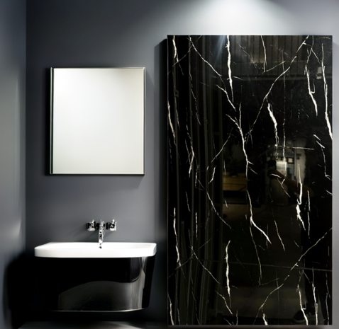 Oppio €59 PER PANEEL - 120x280x0,3 cm - PVC Wandpaneel Black Marmour / Zwart Hoogglans Oppio €59 PER PANEEL - 120x280x0,3 cm - PVC Wandpaneel Black Marmour / Zwart Hoogglans