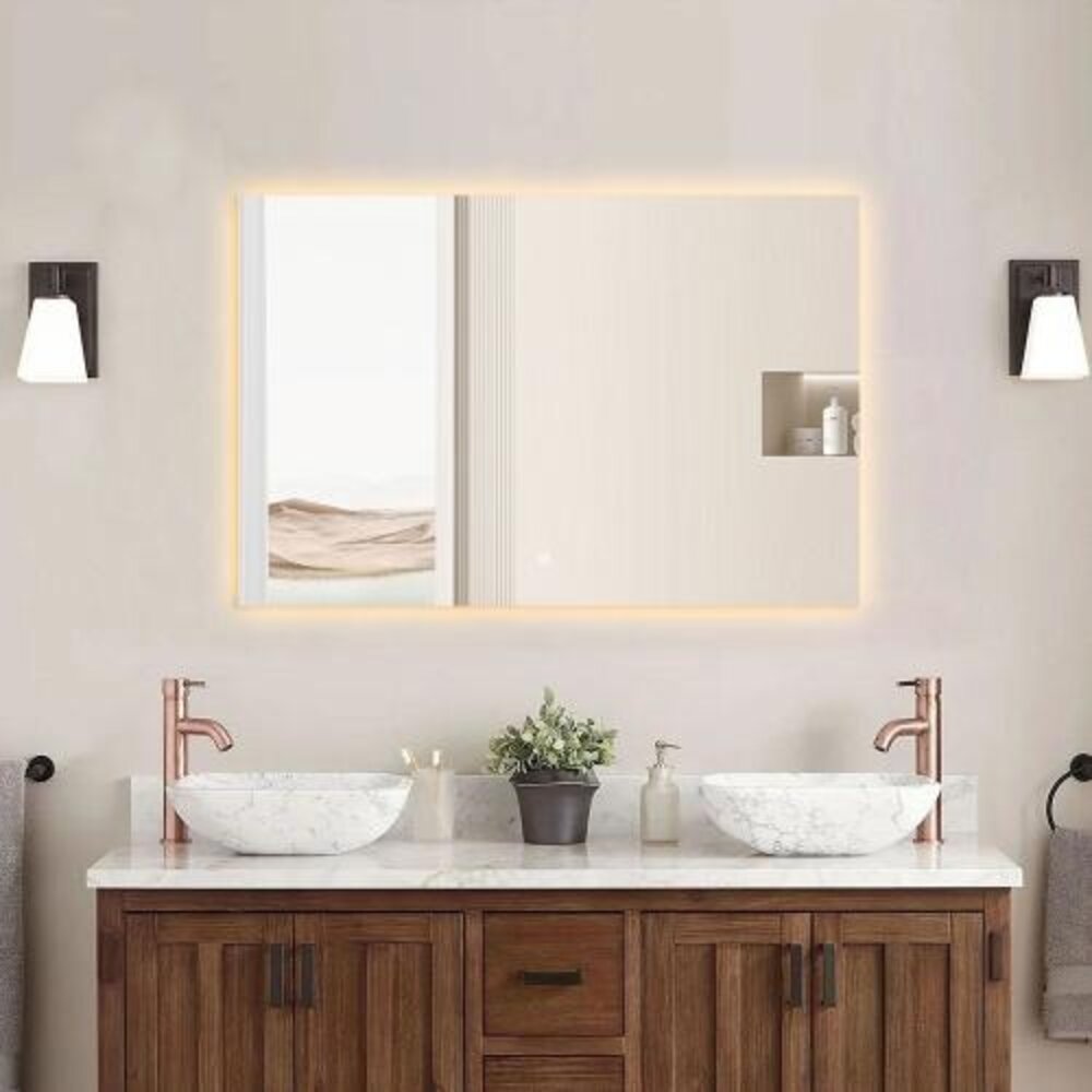 Oppio PRISMA Vierkant 60x100 ( RANDLOOS ) Badkamerspiegel met verlichting