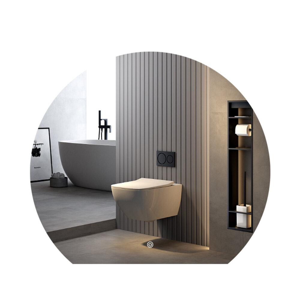 Oppio DECO - 60 CM ( Randloos ) Halfrond Toilet / Badkamerspiegel met verlichting Oppio DECO - 60 CM ( Randloos ) Halfrond Toilet / Badkamerspiegel met verlichting