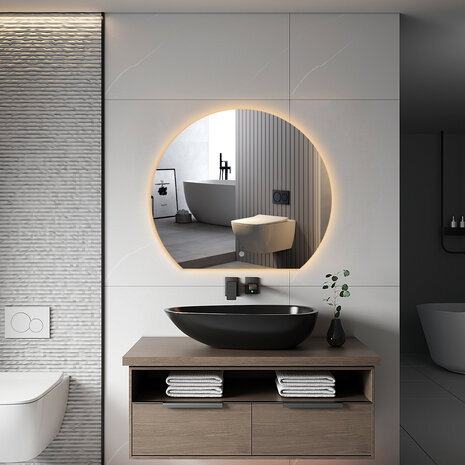 Oppio DECO - 60 CM ( Randloos ) Halfrond Toilet / Badkamerspiegel met verlichting Oppio DECO - 60 CM ( Randloos ) Halfrond Toilet / Badkamerspiegel met verlichting