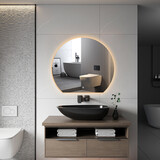 Oppio DECO - 120 CM ( Randloos ) Halfrond Badkamerspiegel met verlichting