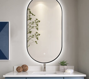 Oppio ELLIPS - 40x75 CM ( ZWART ) Toilet / Badkamerspiegel met verlichting Oppio ELLIPS - 40x75 CM ( ZWART ) Toilet / Badkamerspiegel met verlichting