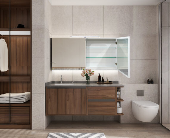 Oppio VANITY Spiegelkast 60x100 (RANDLOOS) Badkamerspiegel met verlichting