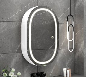 Oppio LINA Wit Spiegelkast 40×80 Badkamerspiegel met verlichting Oppio LINA Wit Spiegelkast 40×80 Badkamerspiegel met verlichting