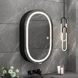 Oppio LINA Zwart – Spiegelkast 40×80 Badkamerspiegel met verlichting