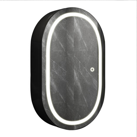 Oppio LINA Zwart – Spiegelkast 40×80 Badkamerspiegel met verlichting