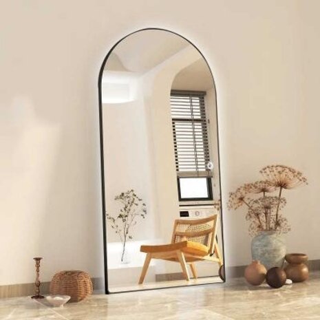 Oppio TUBA XXL Zwart Spiegel 100×180 tbv Woonkamer / Badkamer met Verlichting