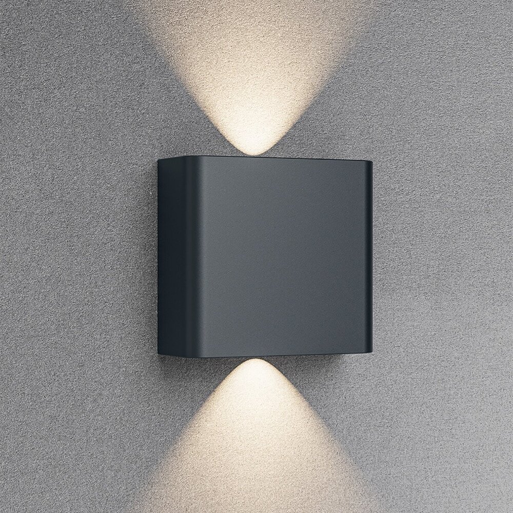 OPPIO SQUARE - Antraciet - Up & Down - LED Wandlamp -  Voor Buiten en Binnen OPPIO SQUARE - Antraciet - Up & Down - LED Wandlamp -  Voor Buiten en Binnen