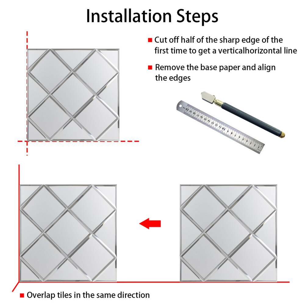 Oppio Silver Glass Mat - Zelfklevend Mozaiek 300x300x4mm
