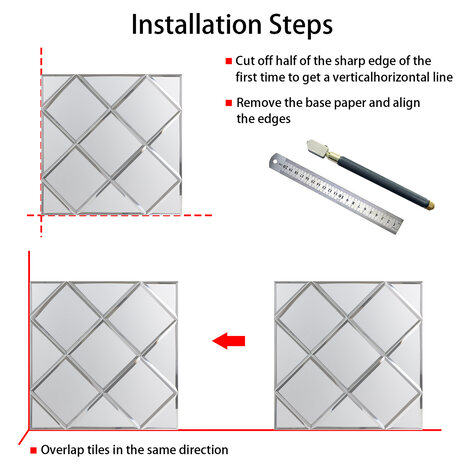 Oppio Silver Glass Mat - Zelfklevend Mozaiek 300x300x4mm